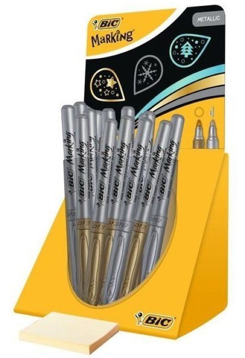 EXP 24 ROTULADORES PERMANENTES BIC MARKING ORO Y PLATA