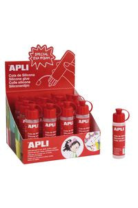 Expositor 12 botes cola de silicona 25ml Apli