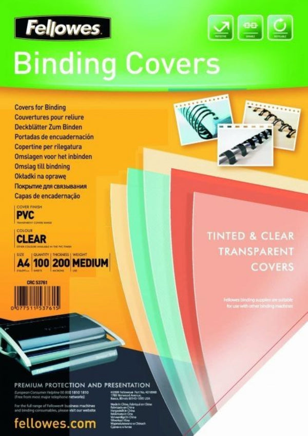 caja 100 tapas de encuadernación a4 pvc 180 micras transparente cristal