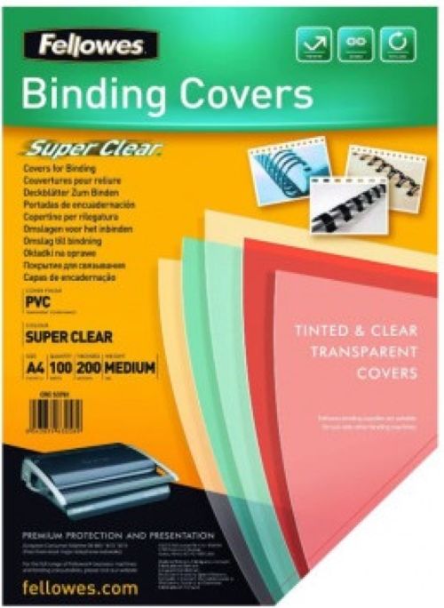 caja 50 tapa encuadernación a4 polipropileno 700 micras color negro fellowes