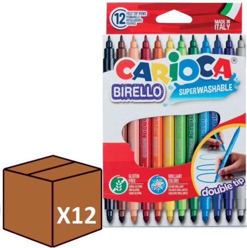 (pack 12u.) estuche 12 rotuladores doble punta carioca birello