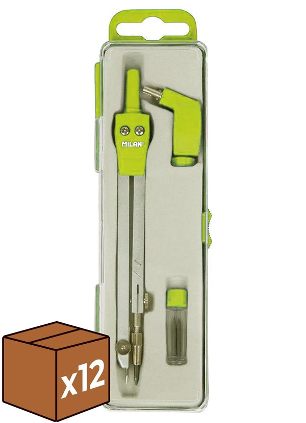 C/12 estuche compas escolar 3 piezas con brazo articulado milan