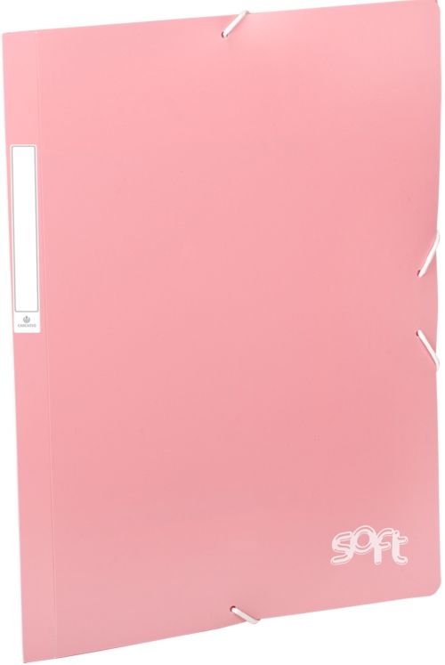 PAQ/5 CARPETAS PP GOMAS Y SOLAPAS ROSA PASTEL SOFT