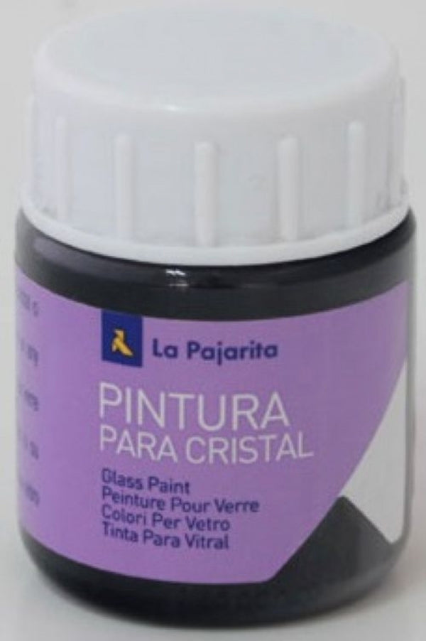 C/6 BOTE PINTURA CRISTAL AL AGUA LA PAJARITA NEGRO 25ML