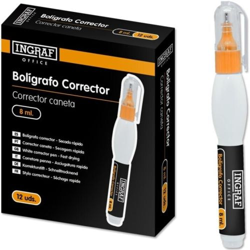 C/12 BOLIGRAFO CORRECTOR 8ML INGRAF