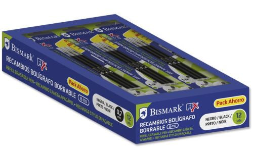 C/12 recambio boligrafo borrable negro bismark