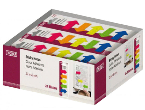 C/24 INDICES ADHESIVOS FLECHA 22X45MM COLORES SURTIDOS