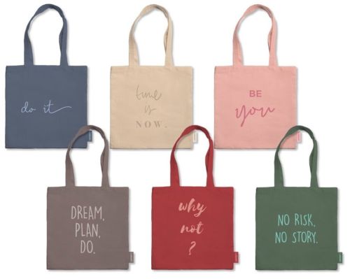 EXP 6 BOLSAS CON ASA BE YOU ALGODON 34X43CM COL SURTIDOS