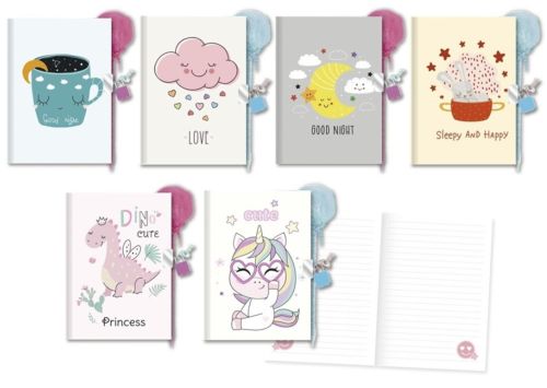 EXP 12 DIARIOS CON BOLIGRAFO 13X18CM POMPOM HAPPY