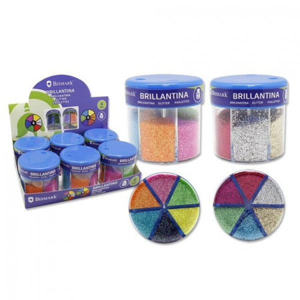 Expositor 6 bote brillantina 60g 6 colores