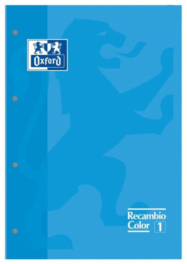 Paq/5 recambio color1 turquesa a4 80h 4 taladros 90g. cuadricula 5x5