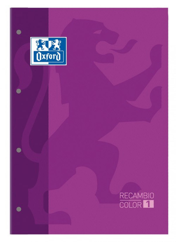 Paq/5 recambio color1 morado a4 80h 4 taladros 90g. cuad.5x5