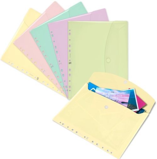 Paq/15 carpeta sobre a4 multitaldro cierre broche colores pastel surtidos