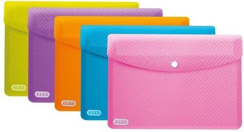 Paq/5 carpeta sobre plastico 22x11 cierre broche colores pastel