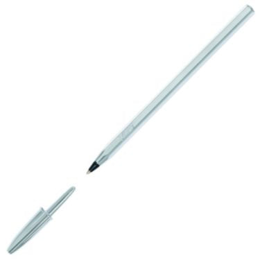 C/20 boligrafo bic cristal plata tinta color negro punta 1,0mm.