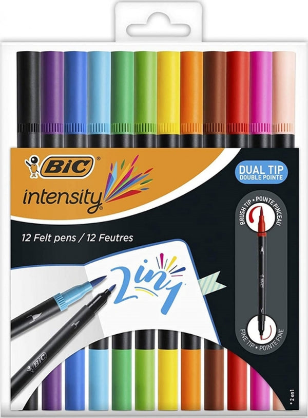 ESTUCHE 12 ROTULADORES INTENSITY PUNTA DOBLE BIC