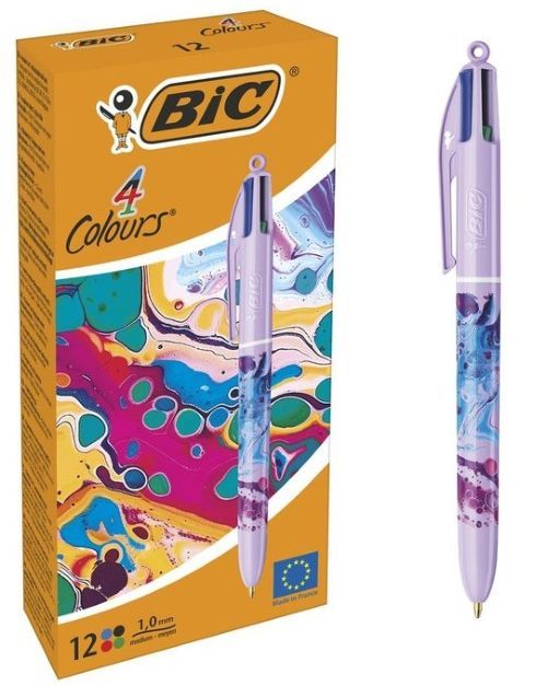 C/12 boligrafos bic 4 colores hydro purple punta 1mm