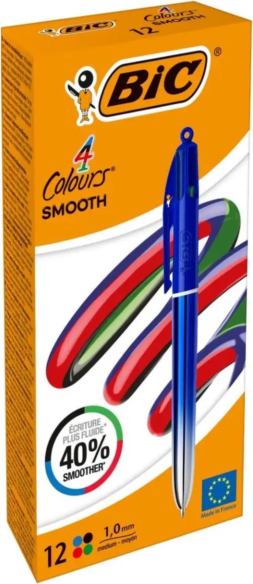 C/12 boligrafos bic 4 colores smooth gradient azul punta 1mm