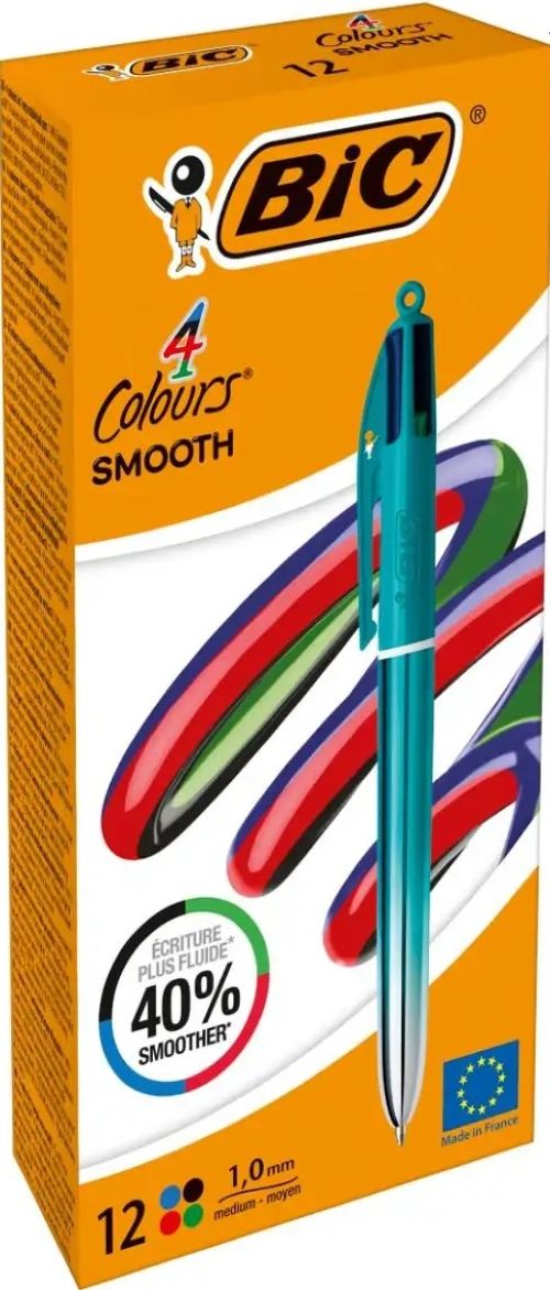 C/12 boligrafos bic 4 colores smooth gradient verde 1mm