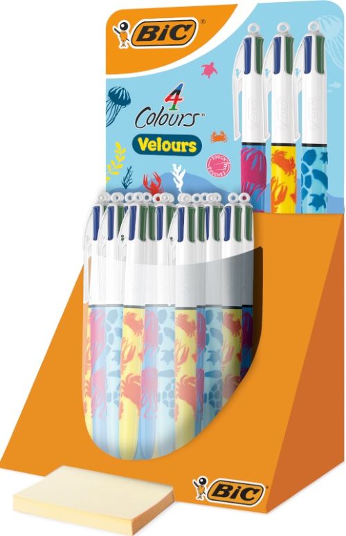 Exp 30 boligrafos bic 4 colores velour punta 1mm