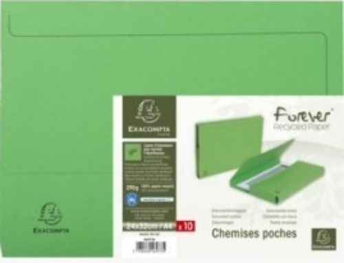 Paq/10 subcarpeta con bolsa a4 color verde serie forever