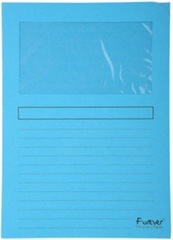 Paq/25 subcarpetas a4 con ventana 120g color azul