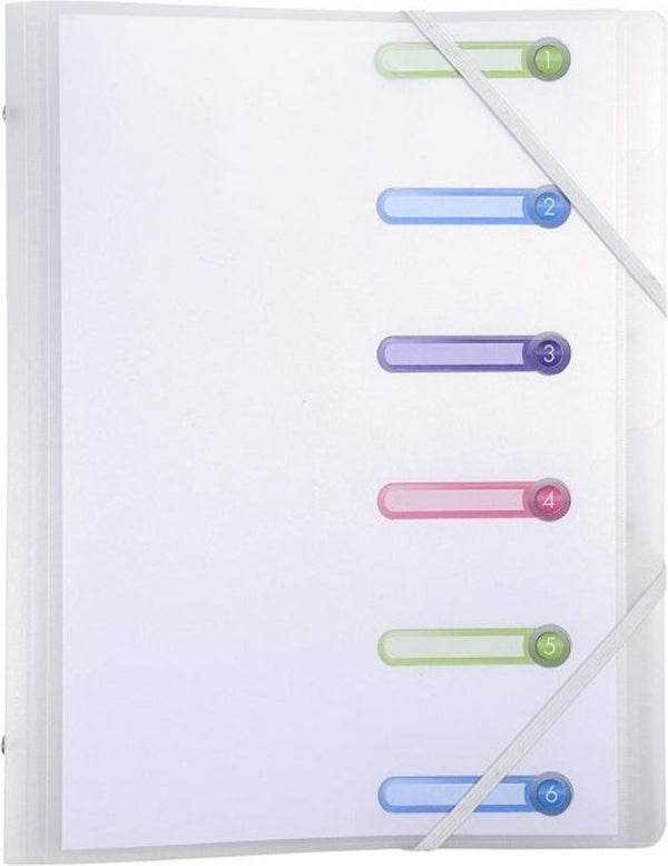 Carpeta clasificadora 25x32cm polipropileno 6 posiciones ventanas troqueladas chromaline incolora