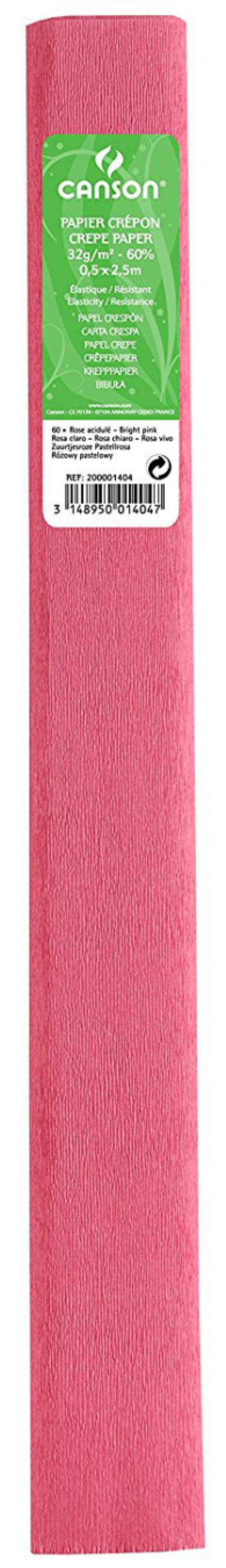 ROLLO CONTINUO PAPEL CRESPON 50X250CM ROSA CLARO 32G