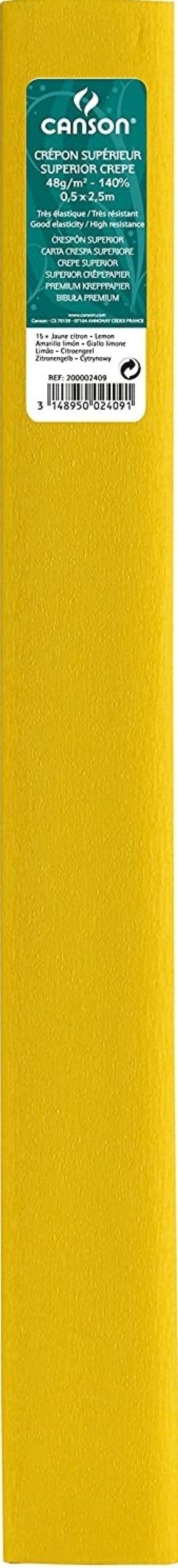 ROLLO CONTINUO PAPEL CRESPON 50X250CM AMARILLO LIMON 30G