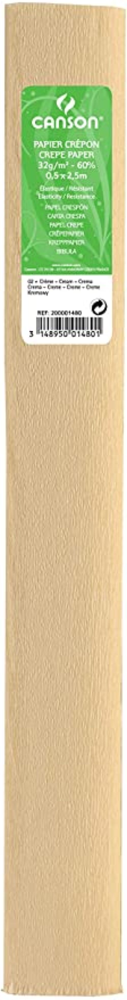 ROLLO CONTINUO PAPEL CRESPON 50X250CM CREMA 30G