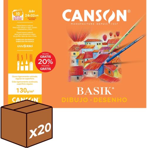 (pack 20u.) Minipacks 8+2 láminas dibujo basik A4+ 130g con recuadro