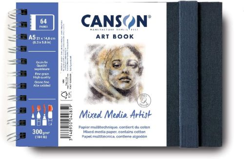 Cuaderno canson mix media artist 14,8x21 (paisaje) 28h 300g grano fino