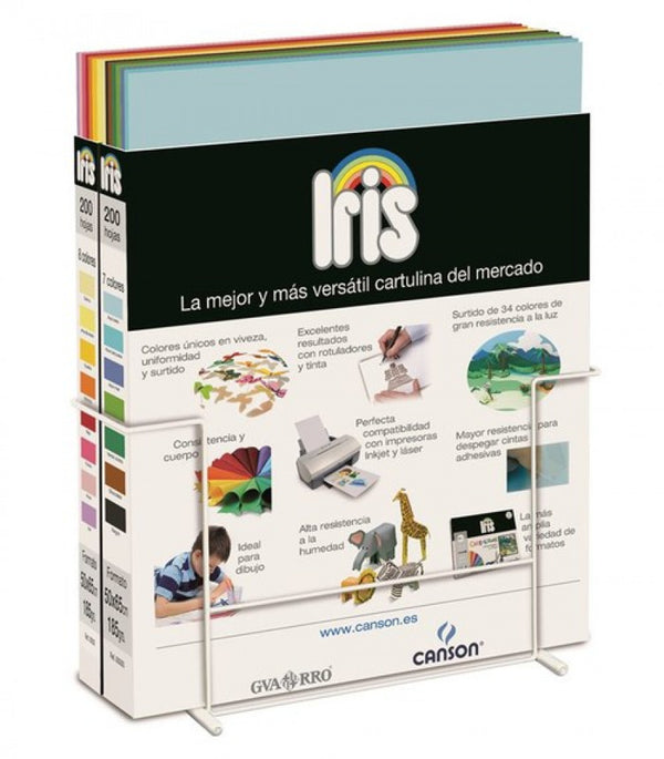 Exp 200 hojas cartulina iris 50x65 cm 185 g. 7 colores surtido b