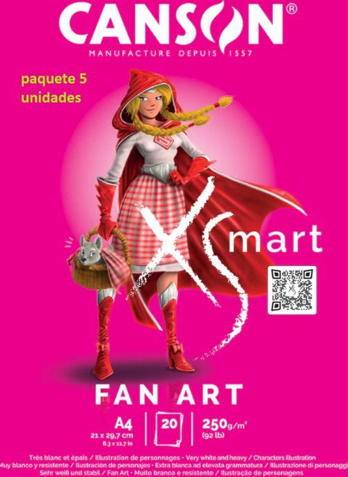 (PACK 5U.) BLOC ENCOLADO A4 20H CANSON XSMART FAN ART 250G