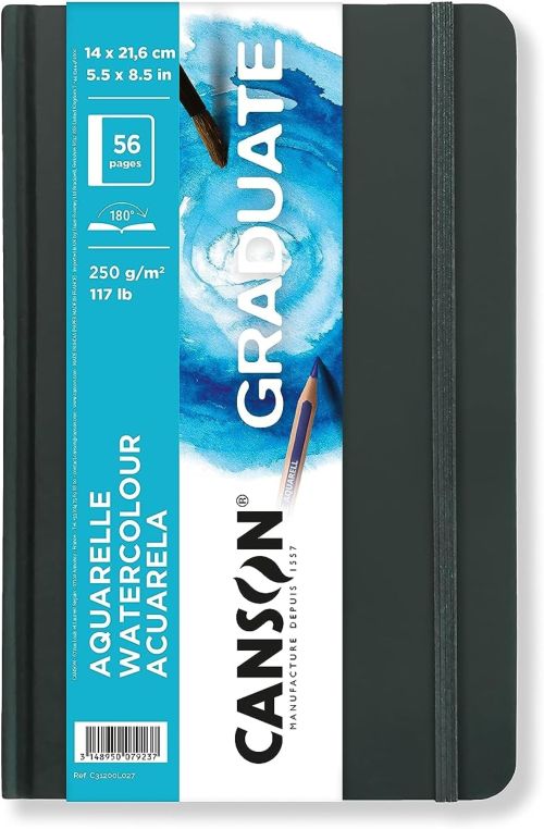 Cuaderno canson graduate acuarela 14x21,6 28h 250g grano fino