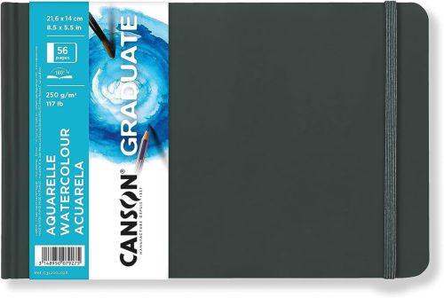 Cuaderno canson graduate acuarela 14x21,6 28h 250g grano fino