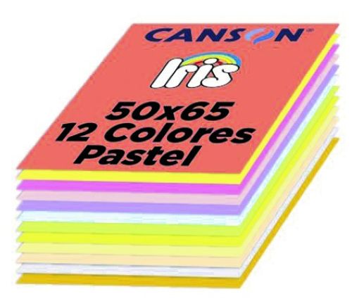 Paq/120 cartulinas iris 50x65 185g. surtido 12 colores vivos