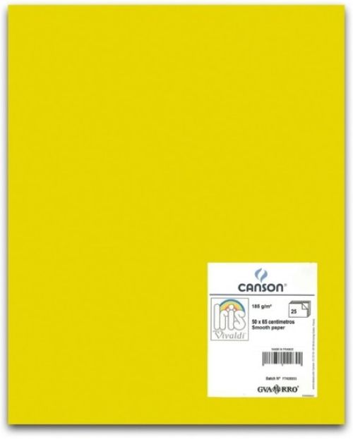 Paq 25 cartulinas iris 50x65 cm. color amarillo canario 185 g.
