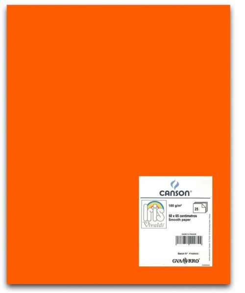 Paq 25 cartulinas iris 50x65 cm. color naranja 185 g.