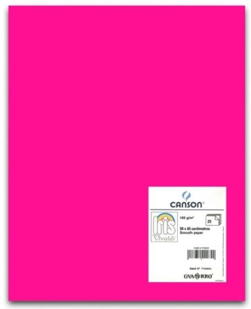Paq 25 cartulinas iris 50x65 cm. color fucsia 185 g.