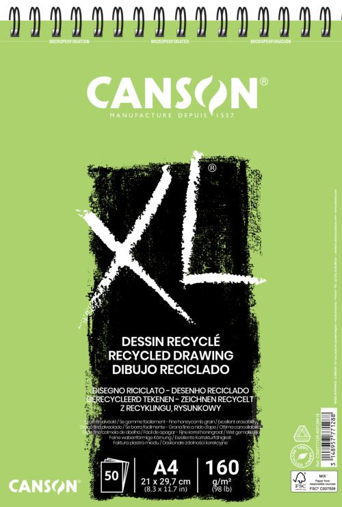 bloc dibujo Canson XL reciclado A4 50 hojas 160 gramos