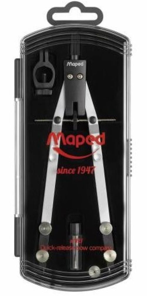 Compas bigotera con apertura rápida, adaptador universal y minas de repuesto