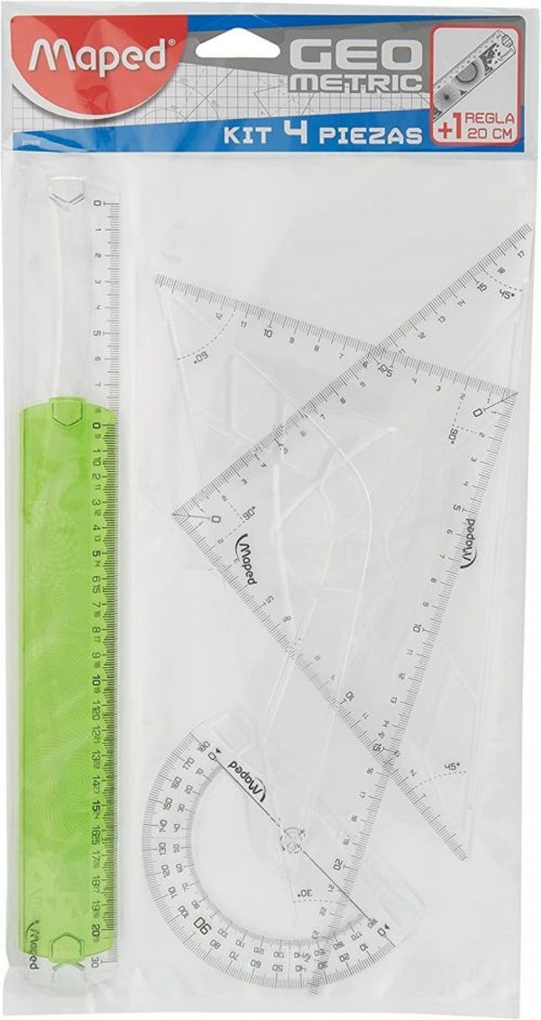 Estuche de dibujo 4 piezas + 1 regla 20 cm de regalo