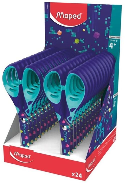 EXP 24 TIJERAS ESCOLARES 13CM PIXEL PARTY