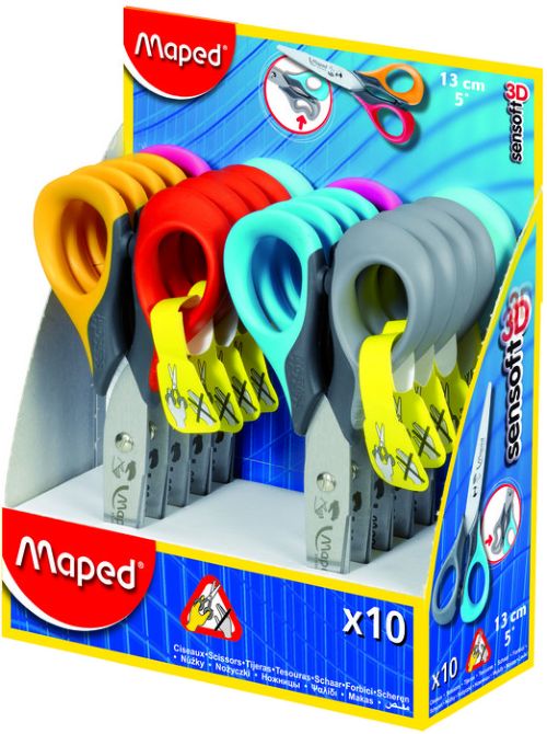 EXP 10 TIJERA ESCOLAR SENSOFT 13CM ZURDOS