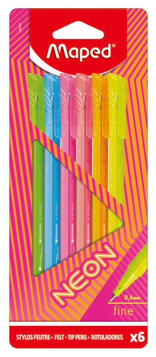 Estuche 6 rotuladores graph peps neon punta fina 0,4mm