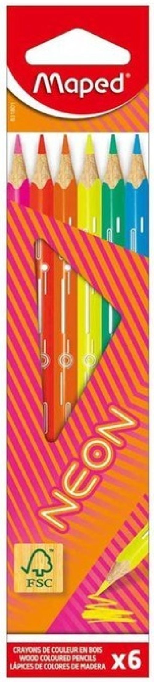 Estuche 6 lapices de colores neon fsc