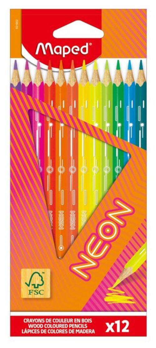 Estuche 12 lapices de colores neon fsc