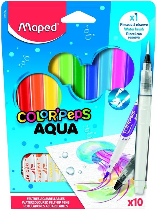 ESTUCHE 10 ROTULADORES + PINCEL COLOR´PEPS AQUA