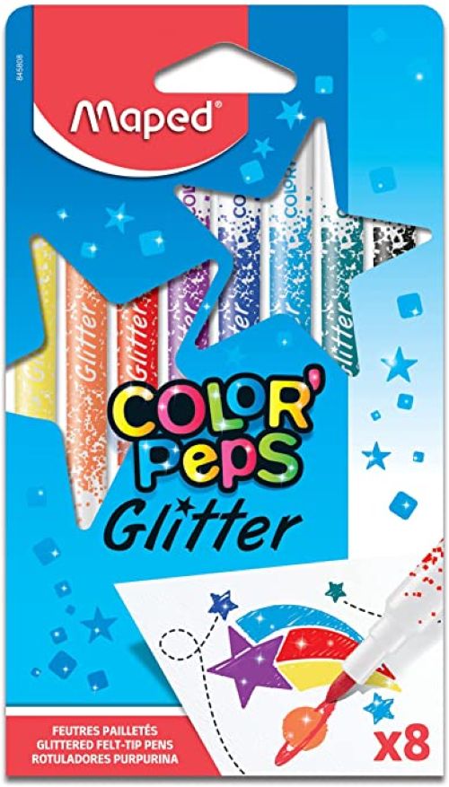 Estuche 8 rotuladores color peps glitter maped
